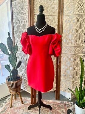 BCBGMaxAzria Off-Shoulder Puff-Sleeve Mini Dress